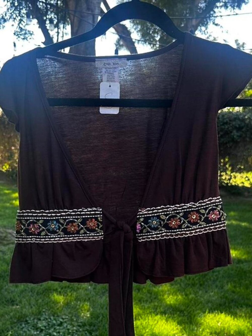 Tres Bien y2K Fairy Crop Top With Tie Front Size S